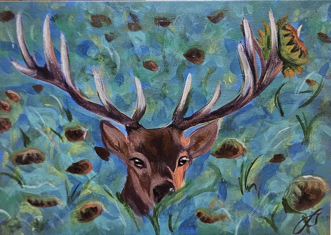 Deer in a Sunflower Field