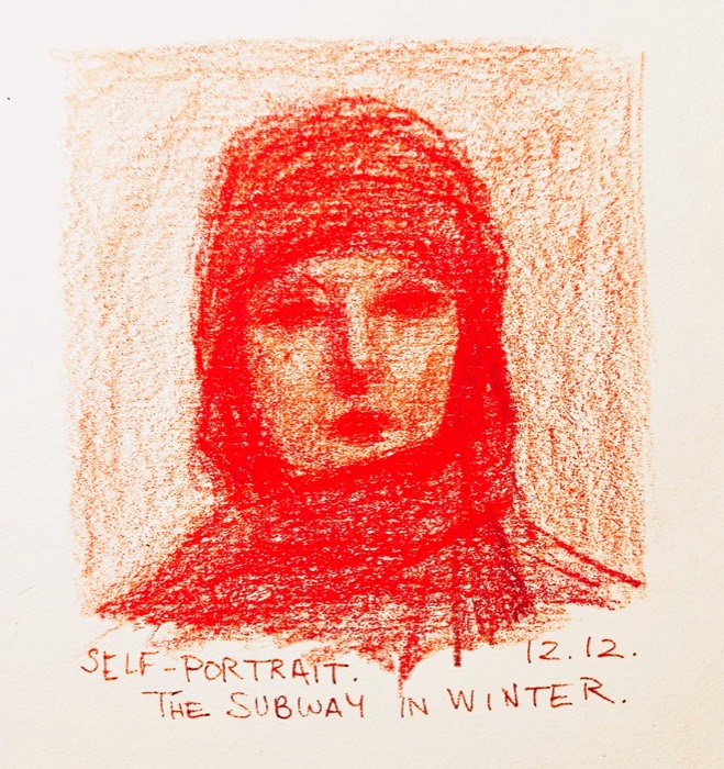 Venelina Sokolova — Self-portrait, the subway in winter